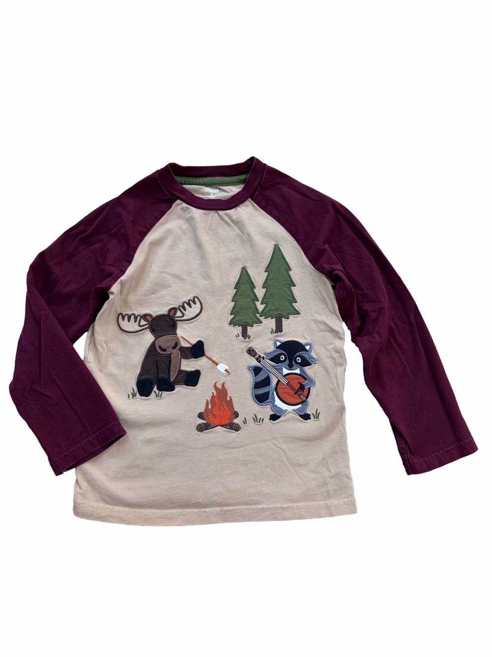 Gymboree Size 6 Embroidered Raglan Long Sleeve Shirt in Critter Campout Moose